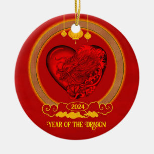 Dragon Heart , Year of the Dragon Ceramic Ornament