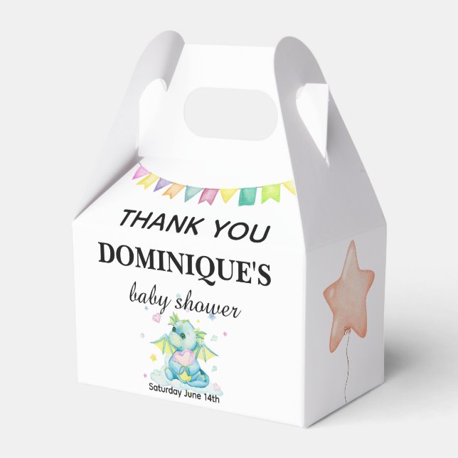 Dragon Holding Heart - Baby Shower Favour Box (Front Side)