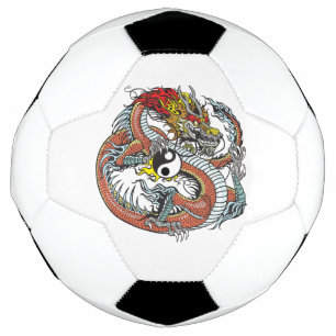 dragon holding yin yang soccer ball