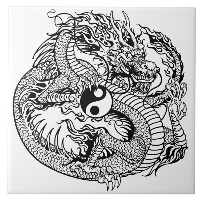 dragon holding yin yang tile (Front)