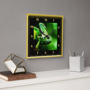Dragon Iguana name Woody Square Wall Clock