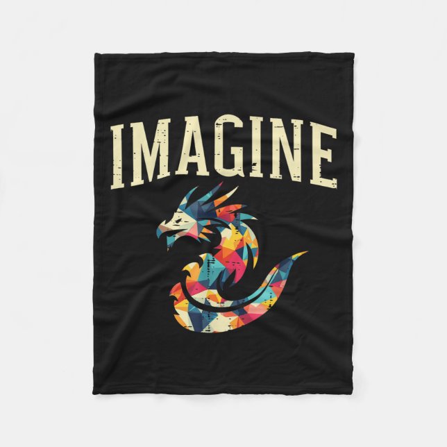Dragon Imagine Colourful Lygonal Fantasy Art Women Fleece Blanket (Front)