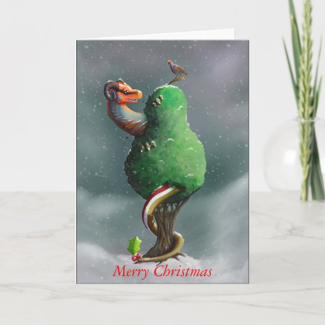 Dragon in a Pear Tree Holiday Card (Front)