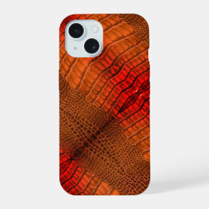 Dragon in Bright Orange Faux Leather iPhone 15 Case