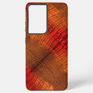Dragon in Bright Orange Faux Leather Samsung Galaxy Case