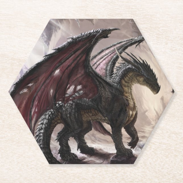Dragon In Cave Paper Coaster (Front)