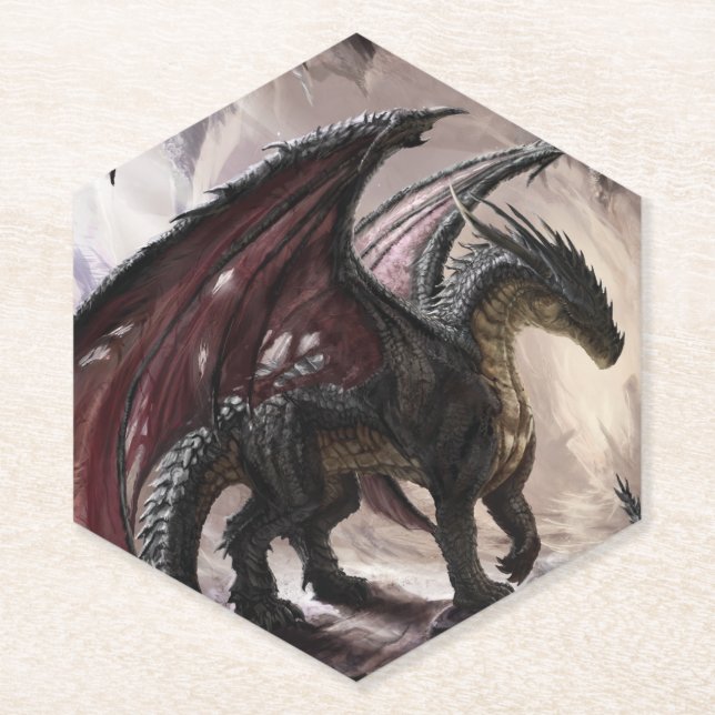 Dragon In Cave Paper Coaster (Front)