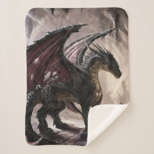 Dragon In Cave Sherpa Blanket