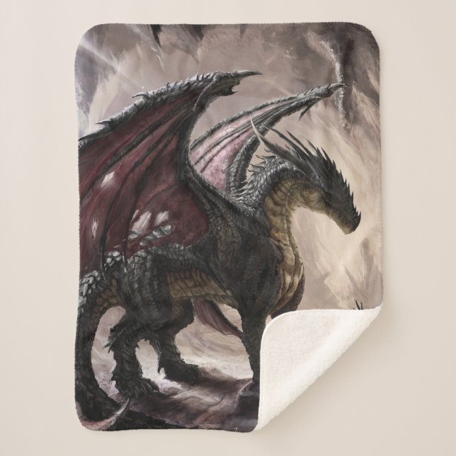 Dragon In Cave Sherpa Blanket (Front)
