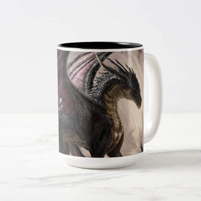 Dragon In Cave Two-Tone Coffee Mug (Front Right)