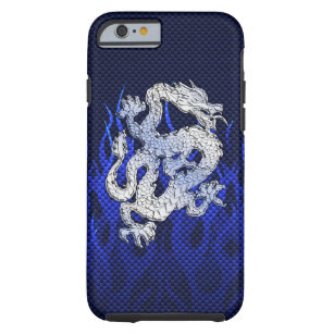Dragon in Chrome like blue Carbon Fibre Styles Tough iPhone 6 Case