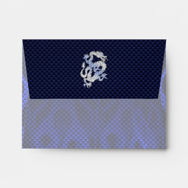 Dragon in Chrome like blue Carbon Fibre Styles Envelopes (Back (Top Flap))