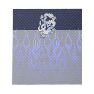 Dragon in Chrome like blue Carbon Fibre Styles Notepad
