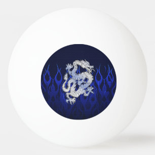 Dragon in Chrome like blue Carbon Fibre Styles Ping Pong Ball
