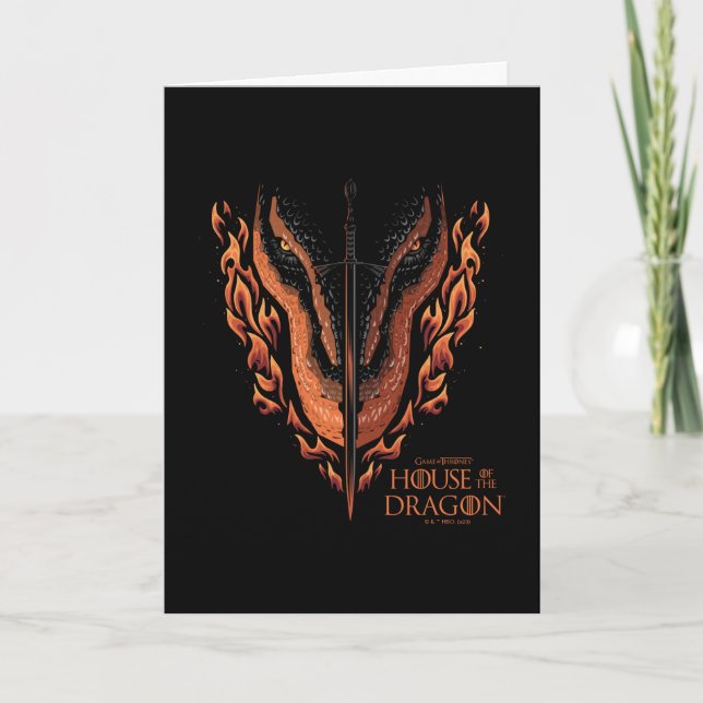 Dragon in Flames Behind Sword Card (Front)