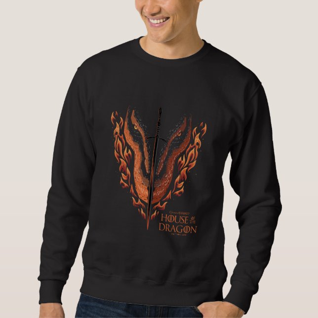 Dragon in Flames Behind Sword Sweatshirt (Front)