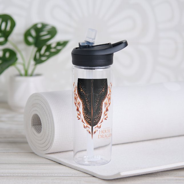 Dragon in Flames Behind Sword Water Bottle (Yoga)