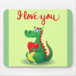 Dragon in Love Mouse Pad