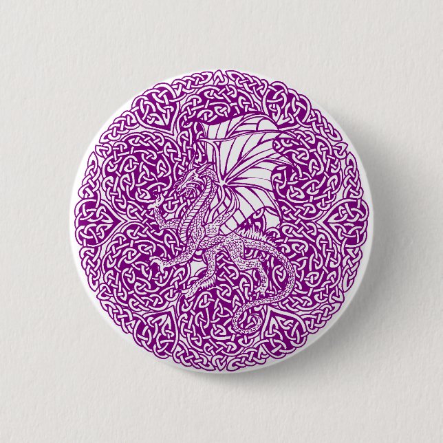 Dragon in Round Celtic Knot 2 Inch Round Button (Front)