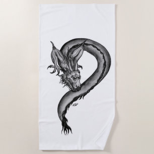 Dragon in Tattoo Style Beach Towel
