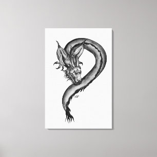 Dragon in Tattoo Style Canvas Print