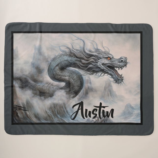Dragon in the Mist  Sherpa Blanket (Front (Horizontal))