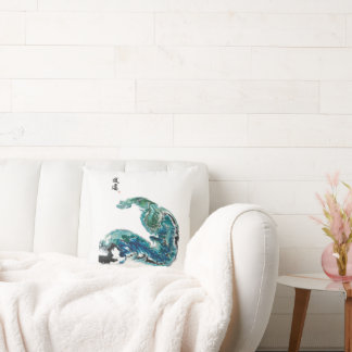 Dragon in the Waves – Abstract Ocean Energy Throw Pillow
