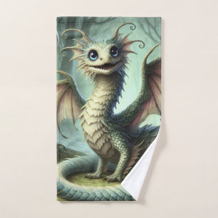 Dragon Jabberwocky Cute Fantasy Creature Art Bath Towel Set
