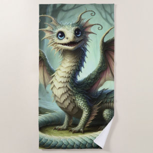 Dragon Jabberwocky Cute Fantasy Creature Art Beach Towel