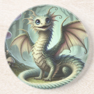 Dragon Jabberwocky Cute Fantasy Creature Art Coaster