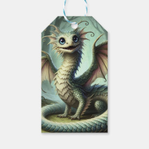 Dragon Jabberwocky Cute Fantasy Creature Art Gift Tags