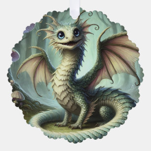 Dragon Jabberwocky Cute Fantasy Creature Art Ornament Card
