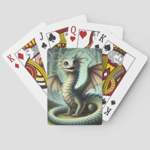 Dragon Jabberwocky Cute Fantasy Creature Art Playing Cards