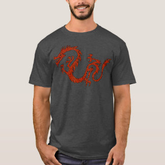 Dragon Japan Retro Style Asia Mosaic Dragon T-Shir T-Shirt