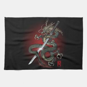Dragon katana3 kitchen towel