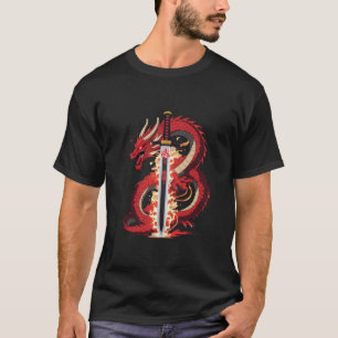 Dragon Katana   Anime Fire T-Shirt for Men