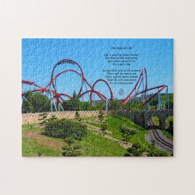 Dragon Khan Roller Coaster with Poem Jigsaw Puzzle (Horizontal)