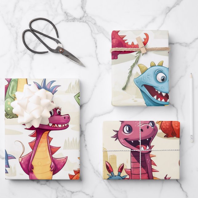 Dragon Kids Wrapping Paper Sheet (Front)