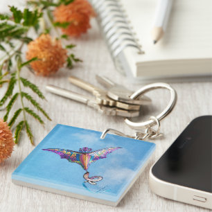 Dragon Kite Digital Art Keychain