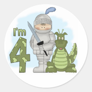 Dragon Knight 4th Birthday Classic Round Sticker
