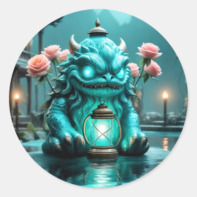 Dragon Lantern Classic Round Sticker (Front)