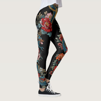 Dragon Leggings in Japanese Tattoo Style