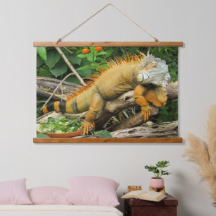 Dragon light brown and orange dragon lizard hanging tapestry