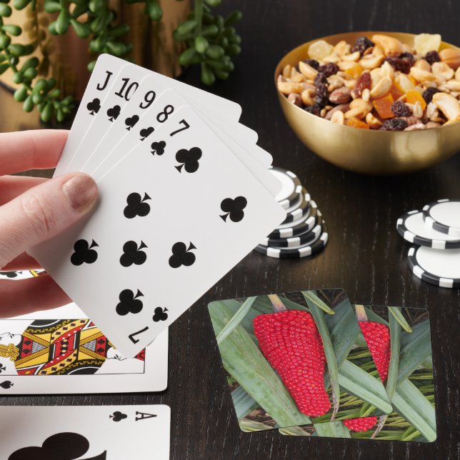 Dragon Lily Red Seed Head Playing Cards (In Situ)