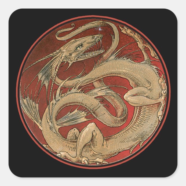 Dragon Lore Art Nouveau Square Sticker (Front)