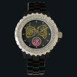 DRAGON LOVE/ GOLD CELTIC KNOTS GEMSTONE MONOGRAM WATCH<br><div class="desc">Elegant 3D ptnk ruby gem stone with gold Celtic dragons  .Very accurated 3D modelling and rendering  by Bulgan Lumini (c).Part from series Hyper Talismans.</div>