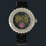DRAGON LOVE/ GOLD CELTIC KNOTS GEMSTONE MONOGRAM WATCH<br><div class="desc">Elegant 3D ptnk ruby gem stone with gold Celtic dragons  .Very accurated 3D modelling and rendering  by Bulgan Lumini (c).Part from series Hyper Talismans.</div>
