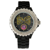 DRAGON LOVE/ GOLD CELTIC KNOTS GEMSTONE MONOGRAM