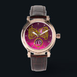 DRAGON LOVE/ GOLD CELTIC KNOTS GEMSTONE MONOGRAM WATCH<br><div class="desc">Elegant 3D ptnk ruby gem stone with gold Celtic dragons  .Very accurated 3D modelling and rendering  by Bulgan Lumini (c).Part from series Hyper Talismans.</div>