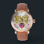DRAGON LOVE/ GOLD CELTIC KNOTS GEMSTONE MONOGRAM WATCH<br><div class="desc">Elegant and unique design , gold Celtic dragons in light waves.  Very accurated 3D modelling and fractal art and rendering  by Bulgan Lumini (c).Part from series Hyper Talismans.</div>